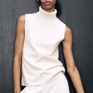 Zara Neutral TurtIneck Sleeves Cotton SweaterTop